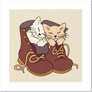 Two cats in boots Posters and Art